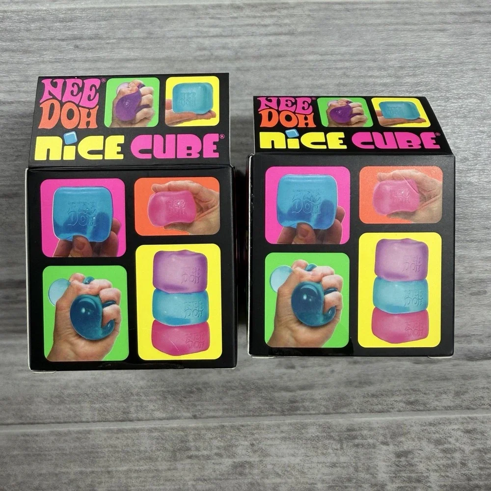 Lot of 2 Nee doh Nice Cube Super Solid Squish Blue Purple by Schylling Brand NEW